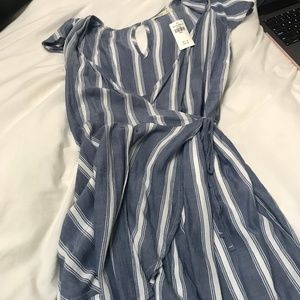 NWT Hollister Blue and White Striped Romper